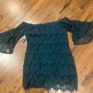 City Chic Dark Teal Lace Mini Dress
